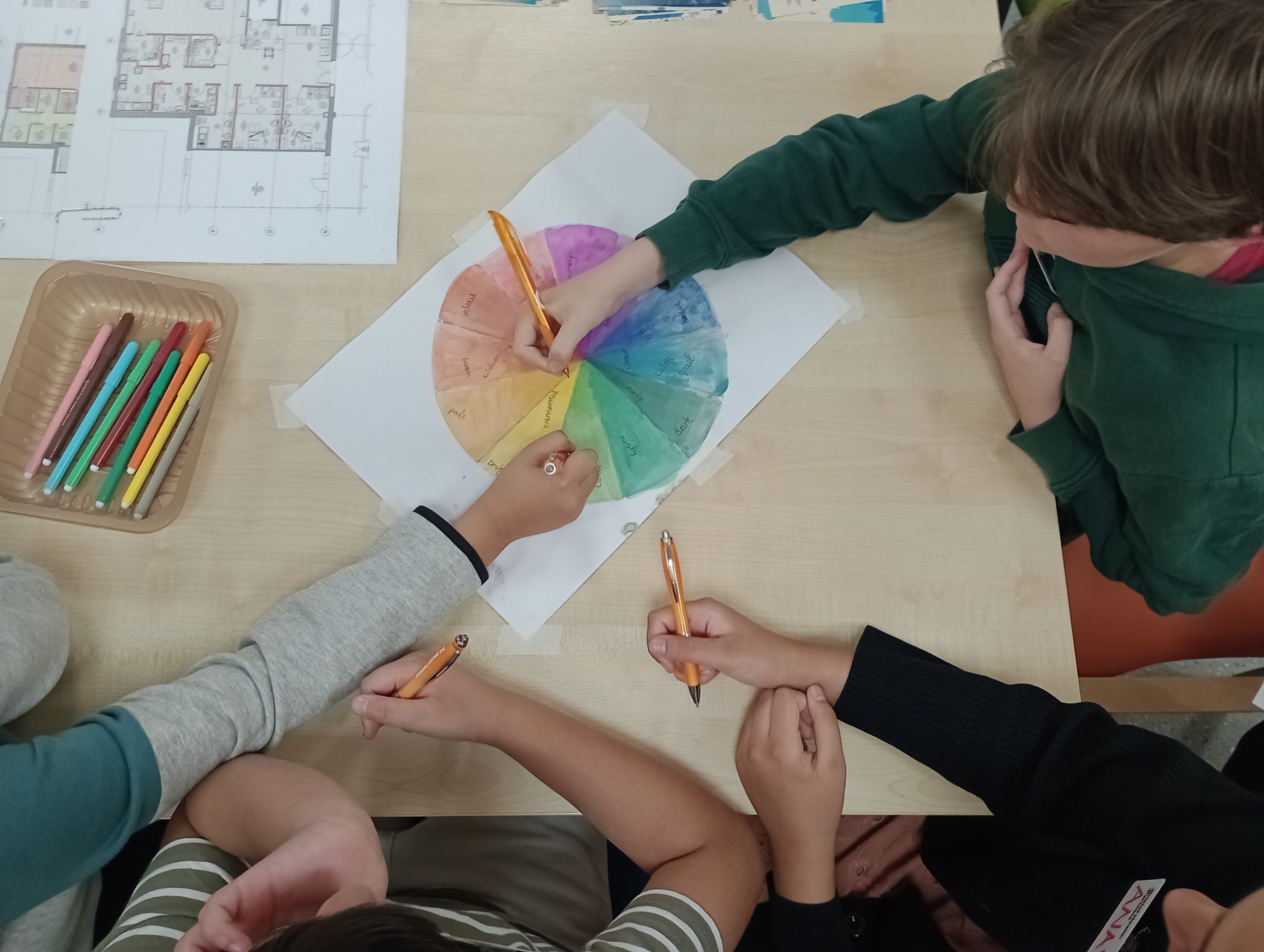 Members of our YPAG looking at colours during a room design session