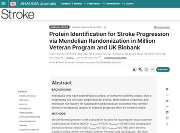 Screenshot of paper titled: Protein Identification for Stroke Progression via Mendelian Randomization in Million Veteran Program and UK Biobank