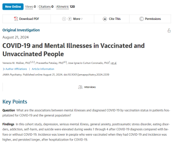 Screenshot of paper titled: COVID-19 and Mental Illnesses in Vaccinated and Unvaccinated People