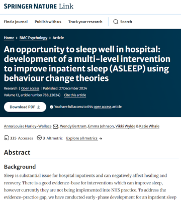 Screenshot of the BMC Psychology Asleep paper