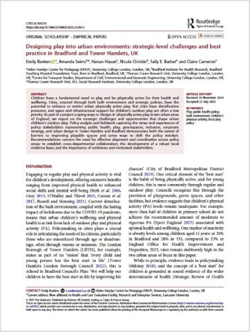 Screenshot of the research paper on designing play into urban environments